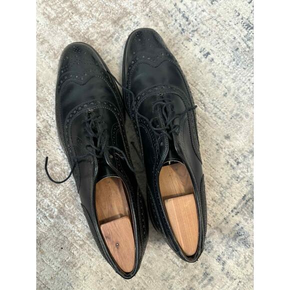 Allen Edmonds McAllister Dress Shoes 9 B Black Lace Wingtip EUC YGI C1S-11
